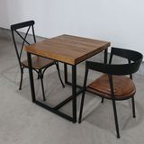 铁艺餐桌椅组合方桌茶几漫咖啡桌椅小桌子实木咖啡桌电脑桌洽谈桌