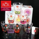 意大利RCR彩色透明水杯6只装进口水具套装果汁杯啤酒杯烈酒杯