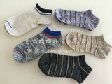 日本原单尾货 迷彩条纹全棉线袜短袜船袜 到脚环的袜子 男款男袜