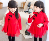 儿童装韩版女童冬季新款加绒加厚旗袍连衣裙新年装女宝宝公主裙子