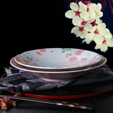 日本进口陶瓷盘子日式菜盘家用深盘浮雕鱼盘圆形饭盘创意餐具汤盘
