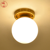 新中式吸顶灯全铜玄关灯LED过道灯门厅走廊灯圆形美式卧室吸顶灯