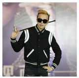 bigbang GD 权志龙明星同款 韩版黑色修身立领棒球服男女卫衣外套
