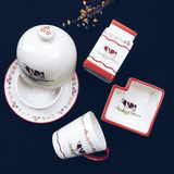 出口法国 法式奶牛图案复古陶瓷餐具 方形奶杯 小食碟