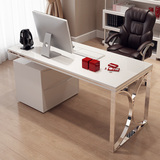 白色烤漆电脑桌现代简约台式旋转电脑桌家用拐角书桌书柜组合