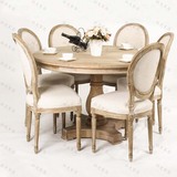 美式实木欧式法式家具新古典样板房简约现代实木园餐桌椅子可订制