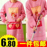 韩版一体式围裙长袖防水厨房成人罩衣反穿衣罩可爱带袖围裙包邮