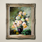 手绘VERY-ART古典花卉油画欧式奢华外框富贵牡丹装饰油画客厅画