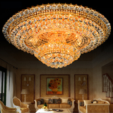 金色欧式水晶吸顶灯LED客厅灯圆形餐厅灯酒店大厅工程灯卧室灯具