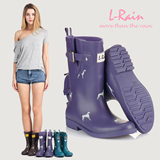 【热卖】L-Rain四季新款正品可爱小动物精致中筒女雨鞋/雨靴/水鞋