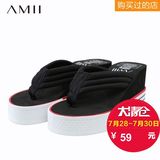 AMII及简旗舰店2016春夏装女拖鞋塑胶EVA坡跟人字拖高跟 11630574