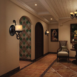 复古铁艺美式乡村卧室床头地中海风格客厅过道走廊背景墙单头壁灯
