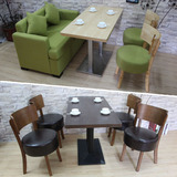 复古实木西餐厅咖啡厅桌椅组合奶茶甜品店桌椅面包火锅店桌椅沙发