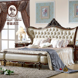 香丽法兰家具  欧式实木双人床 深色描金 美式田园公主床 橡木床
