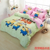 儿童床上四件套纯棉动漫学生上下床被罩套件 小黄人卡通床上用品