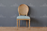美式乡村实木圆背包藤椅法式新古典餐椅扶手椅休闲椅单人沙发椅