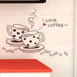 可移除墙贴 咖啡杯 厨房餐厅餐桌背景墙贴纸贴画墙饰 橱柜装饰