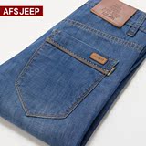 AFS JEEP2016夏季薄款牛仔裤 男直筒商务大码休闲水洗男装长裤子