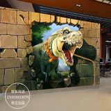 定制健身房网吧墙纸壁画3D立体恐龙主题密室烧烤店影视墙背景壁纸