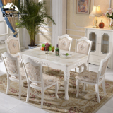 黑白欧风尚北欧现代简约4/6人大理石欧式实木餐桌椅组合套装家具