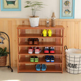 简易实木鞋架长80cm防尘简约现代多层鞋柜客厅置物包邮红柚木组装