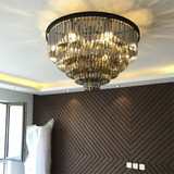 美式复古圆形客厅蜡烛水晶吊灯创意个性别墅酒店工程欧式吊灯