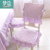 梦蔻 紫色碎花 夹棉餐椅垫套装椅子座垫 长桌布台布盖布 特价