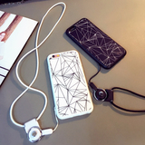 韩国6S手机壳4.7挂脖绳iPhone6plus硅胶套5S手机壳黑白情侣新款潮