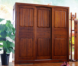 定制美式乡村实木衣柜3推拉门中式松木大容量现代简约成人储物柜