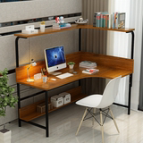 简约现代电脑桌带书架学习桌个性转角书桌墙角家用拐角台式办公桌