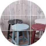复古酒吧凳时尚咖啡屋椅子店铺实木圆凳创意餐厅餐桌凳子杉木凳子