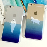 日本原装正版海洋里的动物透明壳iPhone5/5s 北极熊手机壳6/6plus