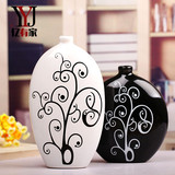 景德镇陶瓷花瓶家居装饰品摆件简约创意花瓶客厅摆件黑白默然花瓶