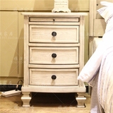 美式简易实木床头柜宜家现代整装床边柜欧式白色做旧实木床头柜