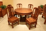 红木餐桌圆形花梨木客厅实木家具餐桌椅圆桌雕花组合原木光面饭桌
