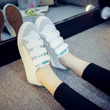 韩版新款潮流时尚星星魔术贴小白鞋帆布鞋低帮平底学生休闲女单鞋