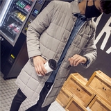 2015冬季韩版修身男士棉衣中长款棉服立领潮男纯色保暖加厚棉外套
