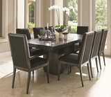 特价欧美式木长餐桌黑胡桃色长饭桌麻布实木餐椅桌椅配套餐厅家具