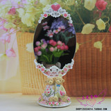 韩国可爱镜子台式化妆镜卡通结婚纱小熊梳妆镜便携镜随身镜子包邮