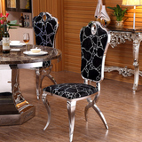 欧梵尼不锈钢餐椅 复古后现代欧式高档绒布 简约金属酒店布艺餐椅