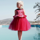 国内现货正品童装新款DOLLY芭比连衣裙玫红色公主蓬蓬裙顺丰包邮