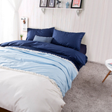 地中海蓝白纯棉三色小清新全棉床单被套床上用品4四件套1.5.8.2米