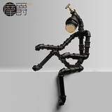 摩爵loft工业酒吧咖啡厅复古水管台灯创意个性铁艺机器人灯具