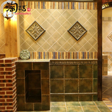 厨房卫生间仿古砖绿色油画砖300 300地中海风格地砖墙面瓷砖3302