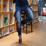 男士牛仔裤韩版修身时尚休闲商务小直筒弹力青少年长裤潮