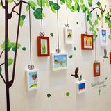 现代简约大客厅照片墙 实木组合相框墙 创意墙贴宝宝儿童照片树鸟