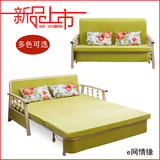 现代布艺多功能折叠沙发床1米1.2米1.5米单人双人两用推拉可拆洗