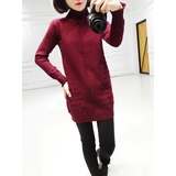 2015冬装新款女装韩版麻花点点宽松显瘦针织毛衣套头女中长款