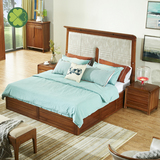 北欧风格实木床1.8米高箱床储物床软靠双人床现代简约加宽拼接床