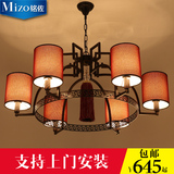 新中式吊灯 客厅现代简约古典中式布艺吊灯复古茶楼餐厅吊灯具